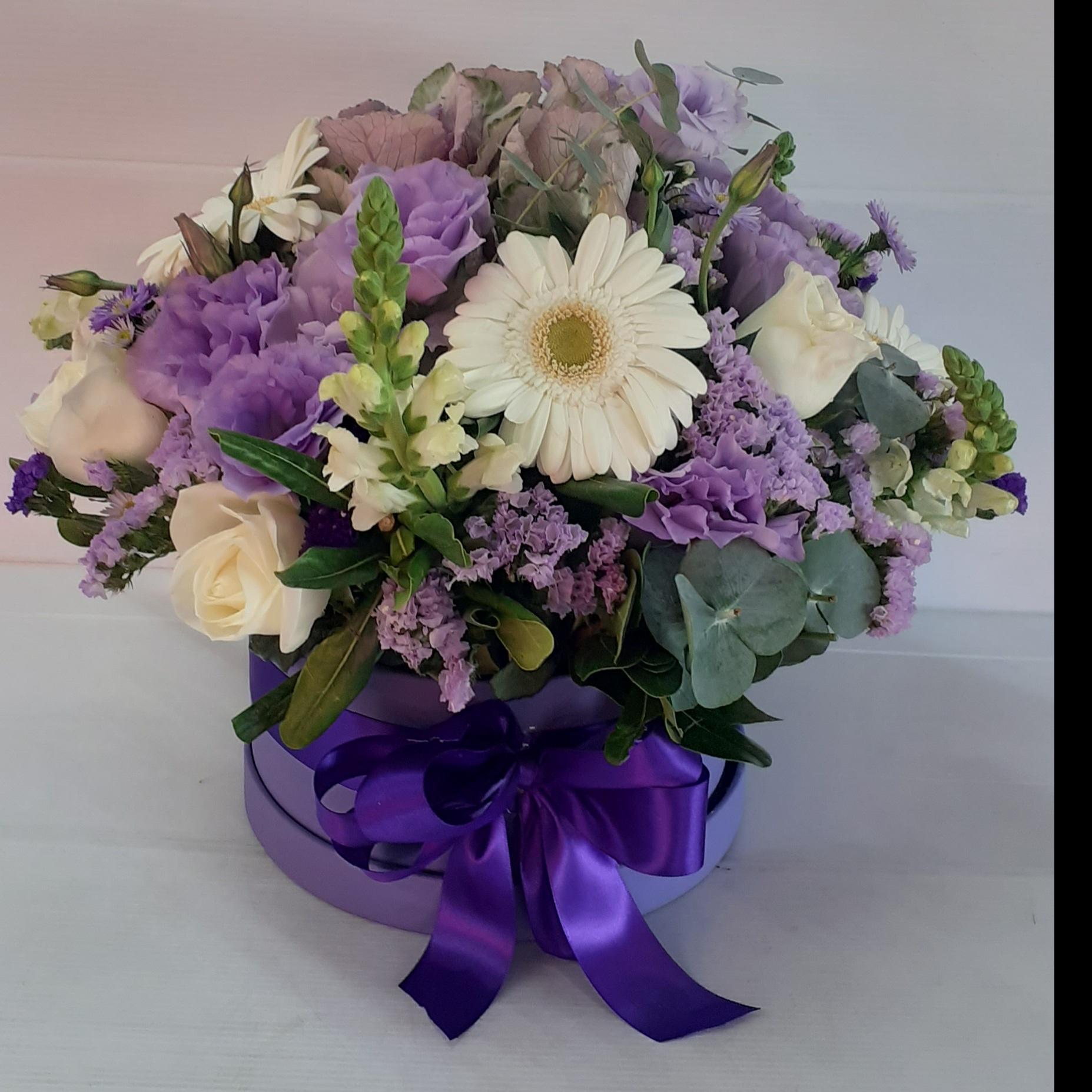 Caja Purple Love Rosas y Gerberas – Trento Floreria Boutique