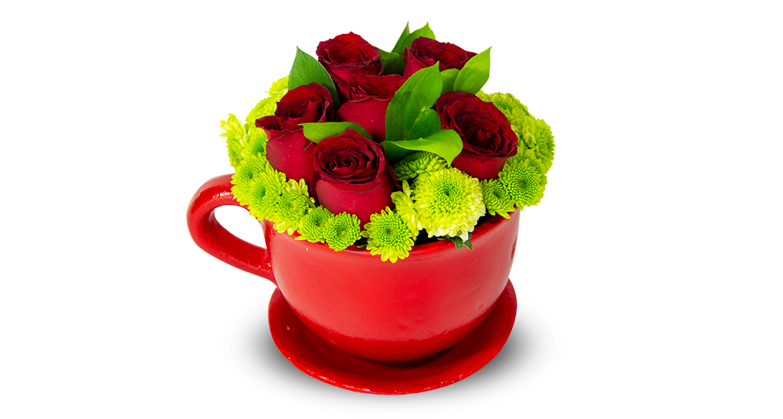 Taza Cup of Love 6 rosas rojas – Trento Floreria Boutique