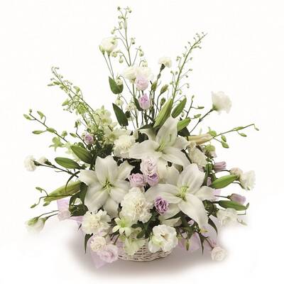 Sympathy Arrangement in white with some pastel colors